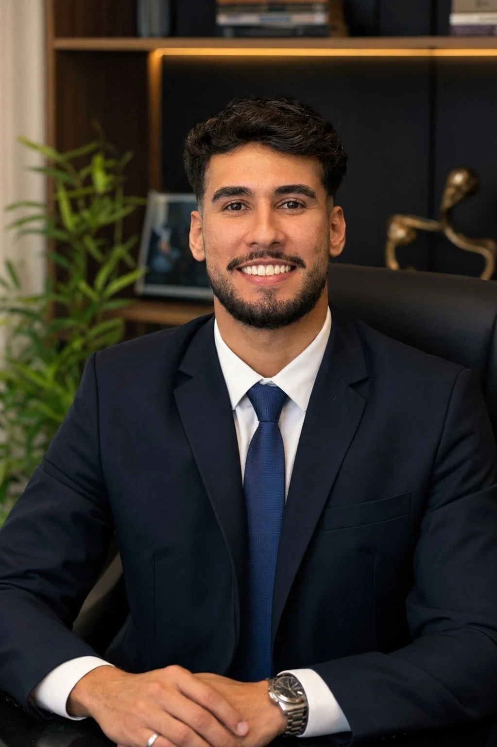 Advogado Wesley Paula sorrindo em seu escritório